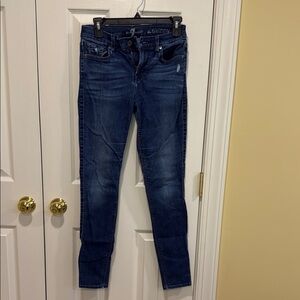 7 For All Mankind Blue Skinny Jeans with Stretch